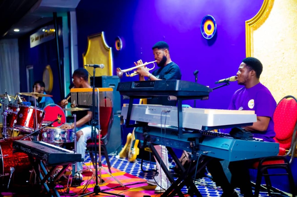 MUSIC DEPT — worship team on stage